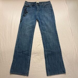 00s low rise floral embroidery jeans